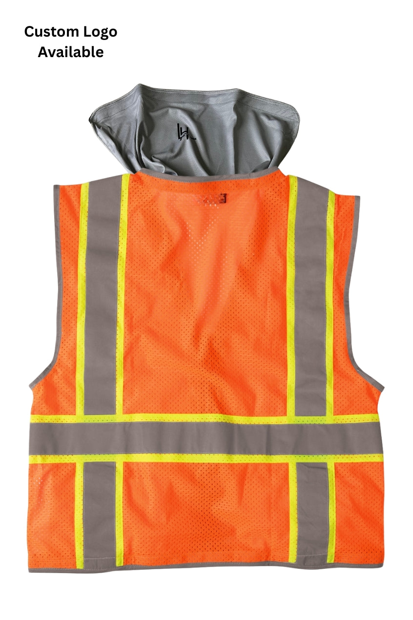Sunshade Attached Class 2 Hi-Vis Safety Vest