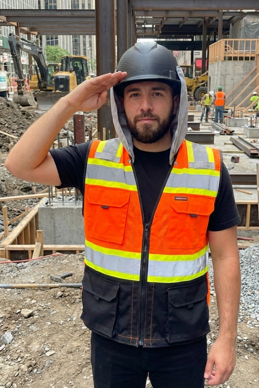 Sunshade Attached Surveyor Class II Hi-Vis Safety Vest