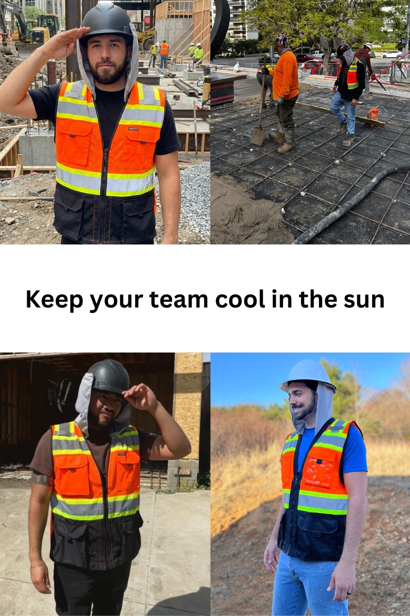 Sunshade Attached Class 3 Hi-Vis Safety Vest