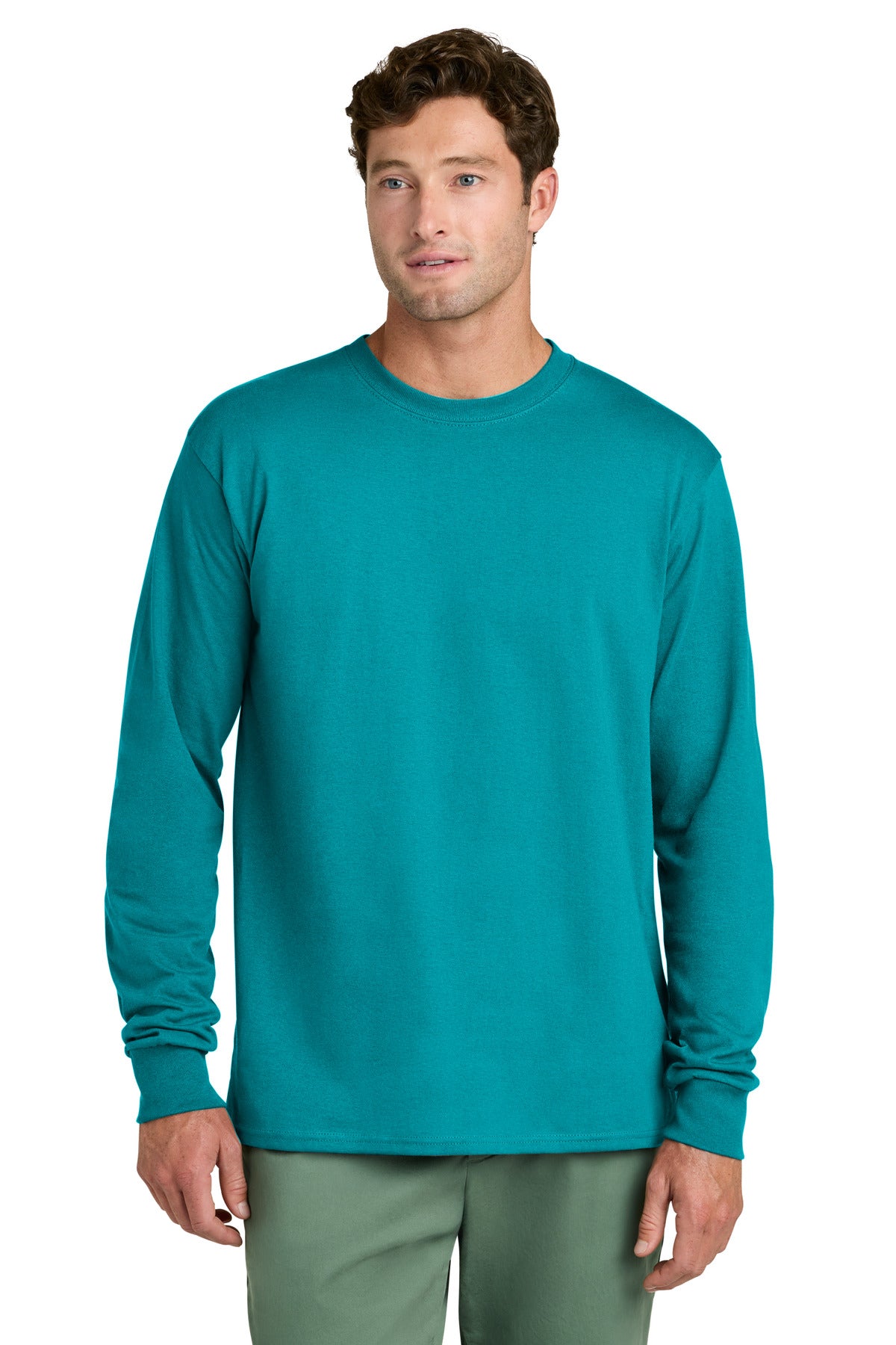 Custom Logo Port & Co ™  Long Sleeve Core Cotton Tee. PC54LS