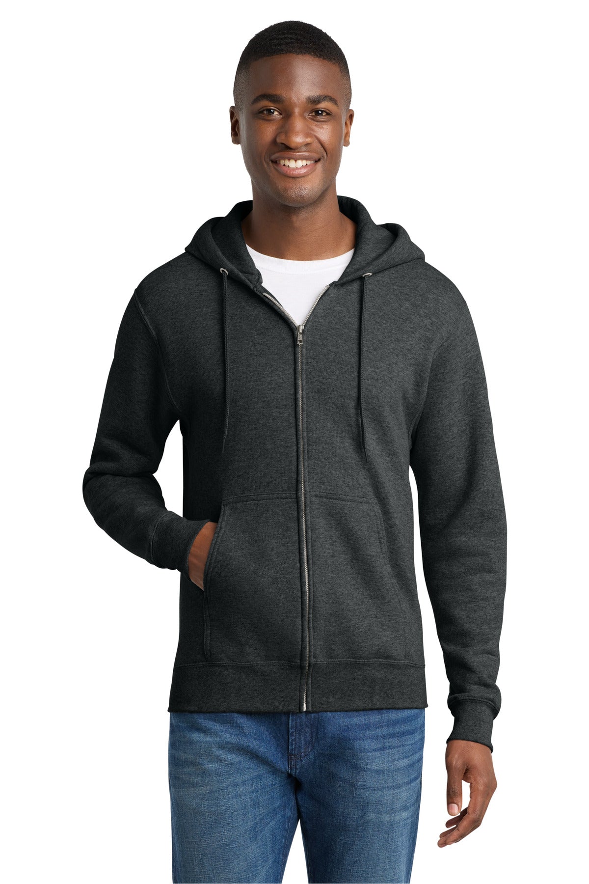 Custom Logo Port & Co ™  Core Fleece Full-Zip Hooded Sweatshirt. PC78ZH