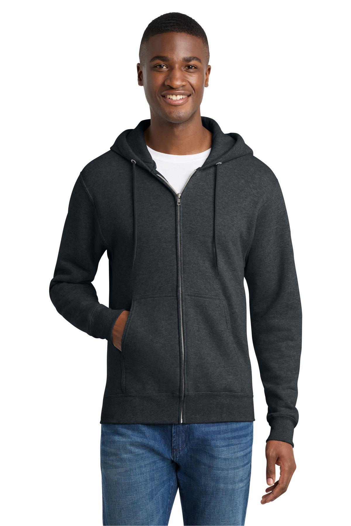 Custom Logo Port & Co ™  Core Fleece Full-Zip Hooded Sweatshirt. PC78ZH